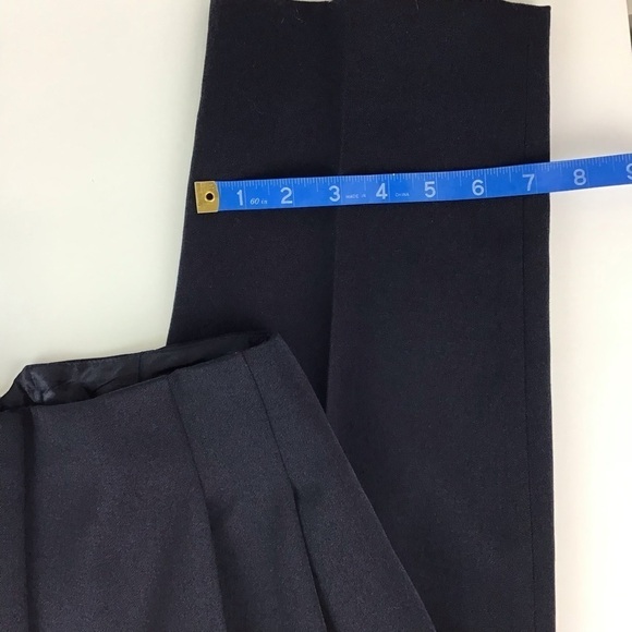 Vintage 80’s Norma Kamali Super High Waist Navy Wool Double Pleat Pants | 8 - Picture 5 of 11
